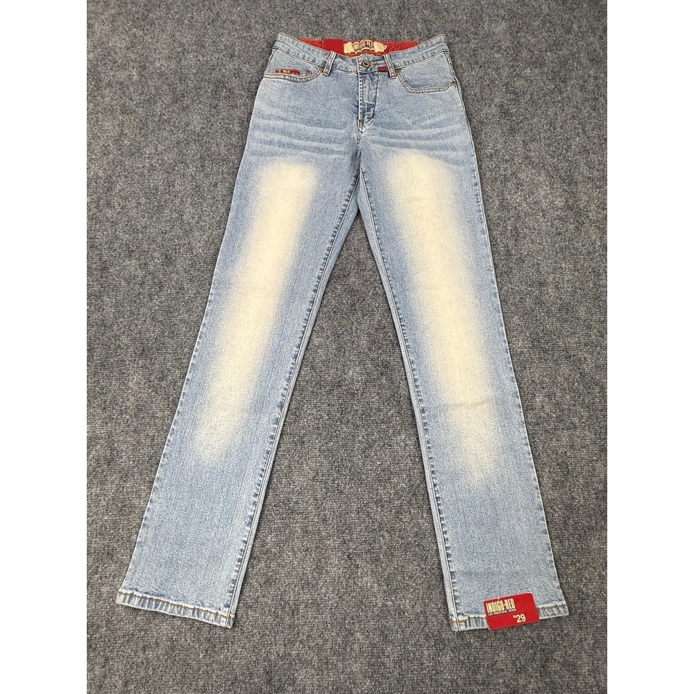 Indigo Red Lux Industrial Denim Light Wash Straight Leg Jeans Size 29 NWT